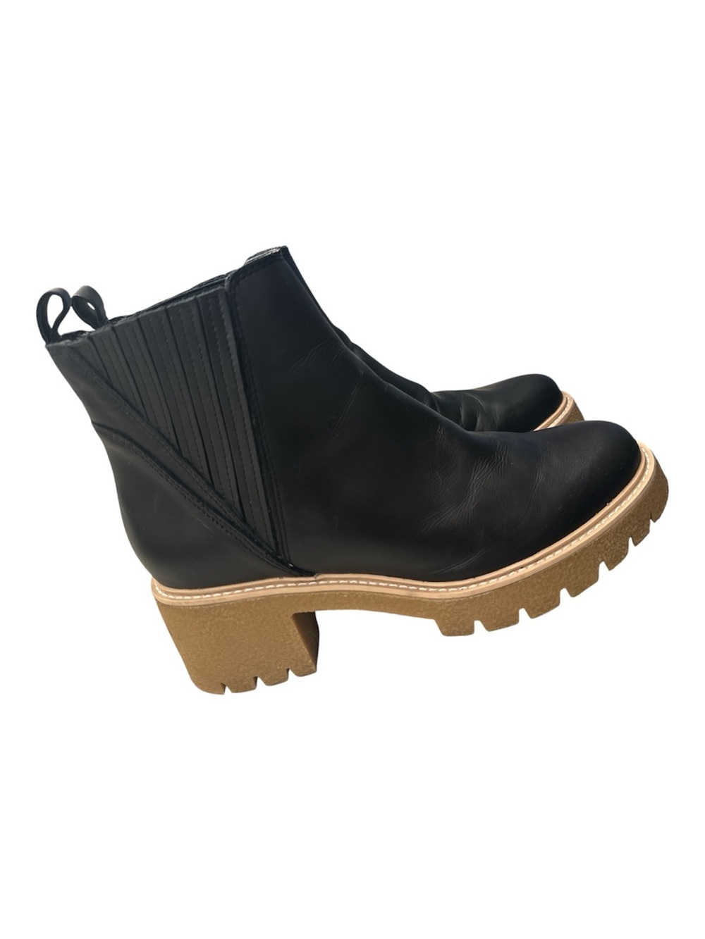 Dolce Vita Black Leather Ankle Chelsea Boots Platform Lug Sole  Size 9.5